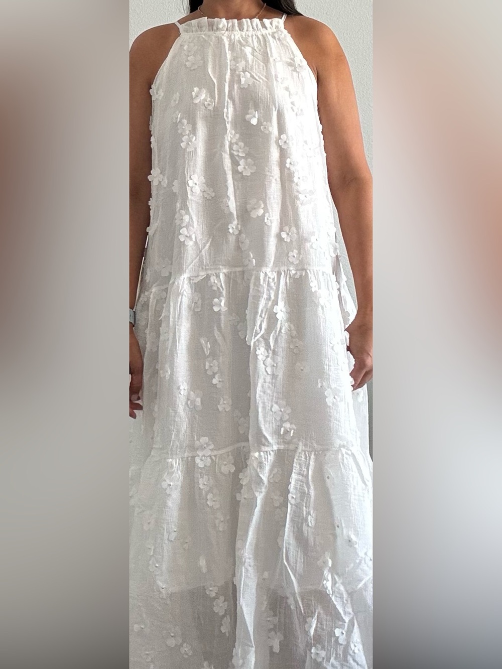 White Floral Maxi Dress  by Egg Design - Korean Brand